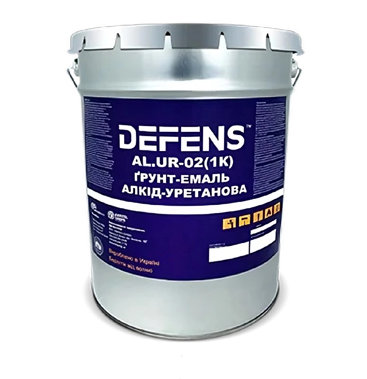 Алкід-уретанова ґрунт-емаль DEFENS AL.UR-02 (1K), сірого кольору, однокомпонентна, антикорозійна, 25 кг